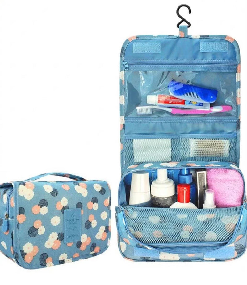 Organizador de viagem bolsa de higiene pessoal com divisórias gancho cabide