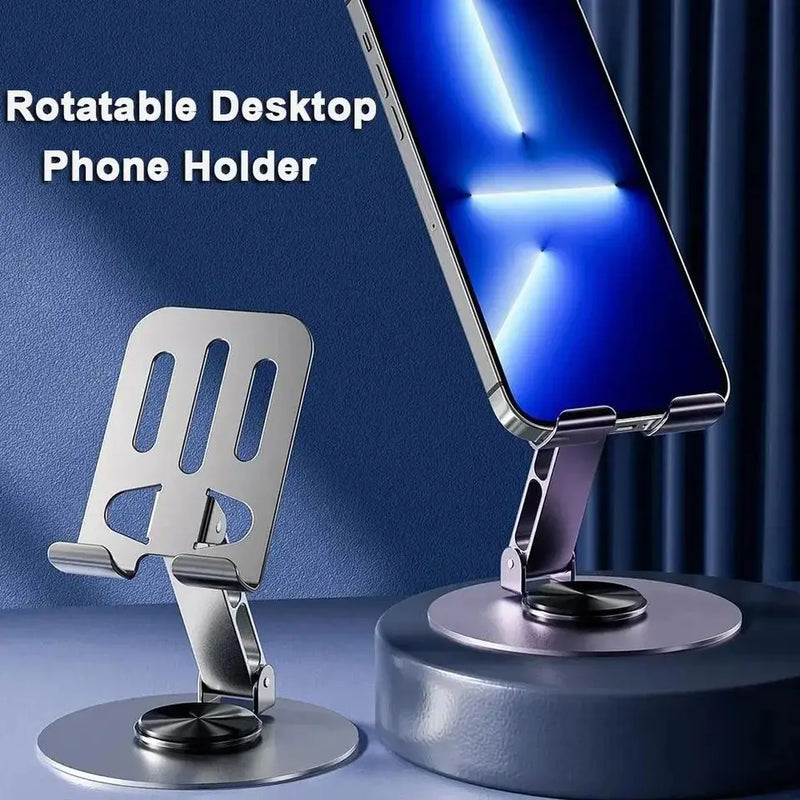 Suporte universal para celular com rotação de 360 graus em alumínio e todo em metal, dobrável, com design de eixo duplo, estável e anti-queda