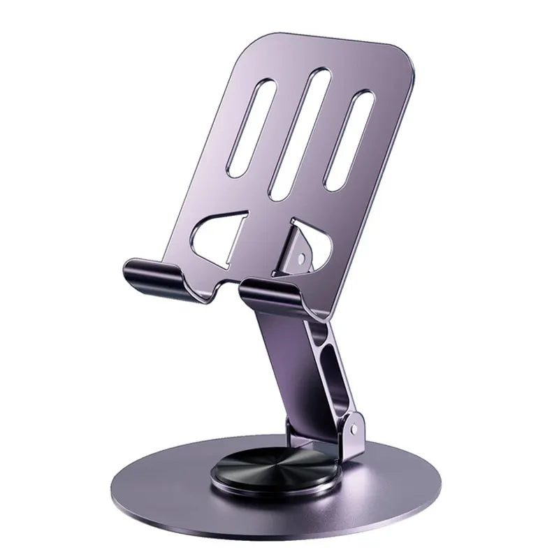 Suporte universal para celular com rotação de 360 graus em alumínio e todo em metal, dobrável, com design de eixo duplo, estável e anti-queda