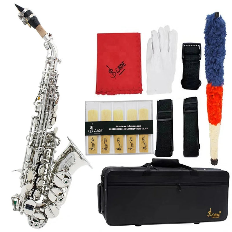 Bb Soprano Saxophone Silver Plated Brass Professional Woodwind Instrument B Flat Sax With Case Musical Instrument Accessories