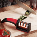 Afiador de facas portátil com base antiderrapante, ferramenta de pedra de afiação de três propósitos, facas de cozinha