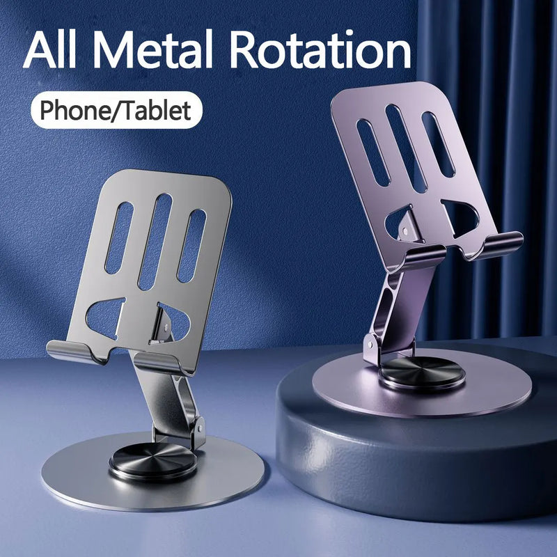 Suporte universal para celular com rotação de 360 graus em alumínio e todo em metal, dobrável, com design de eixo duplo, estável e anti-queda
